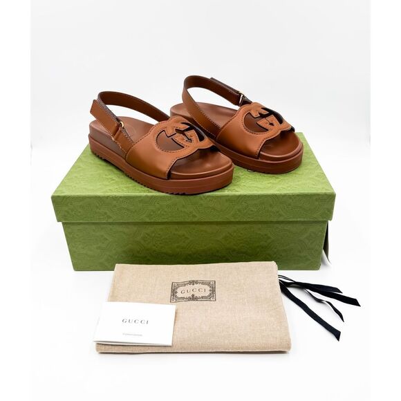 Gucci Shoes - Gucci GG Cutout Sandals Cosmos Softy Tan Leather Size 38, US 8